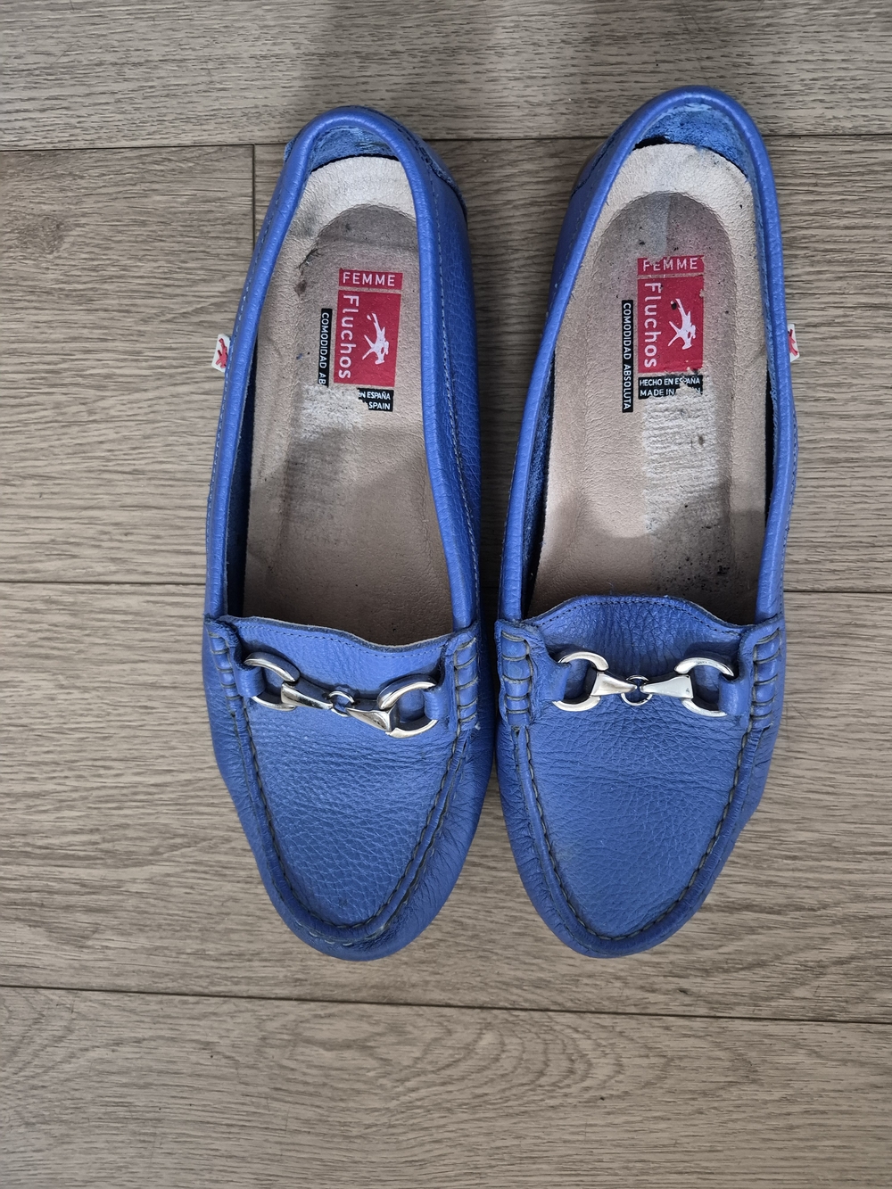Fluchos Femme Blue Leather Driving Loafers